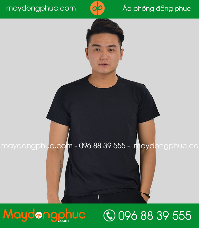 Áo phông cổ tròn đồng phục màu Đen